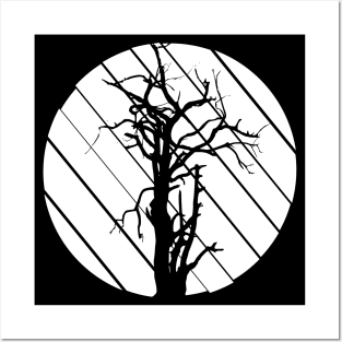 leafless tree moon silhouette for tree huggers and lovers Posters and Art